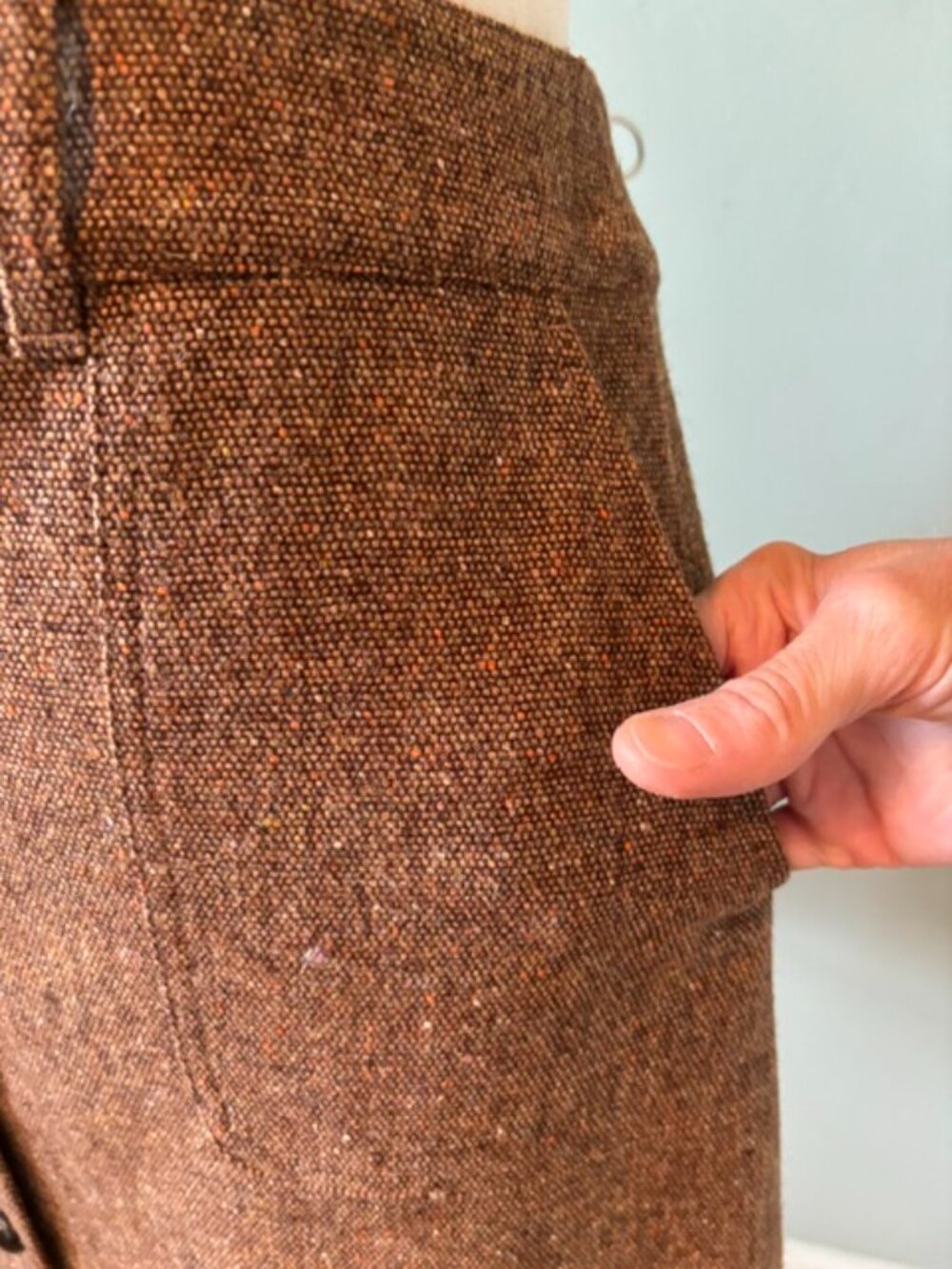 NWT Loft Brown Tweed Wool Blend A-Line Button Front Mini Skirt Women's Size 12T - Picture 3 of 9